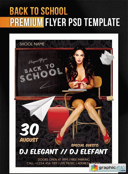 Back to School  Flyer PSD Template + Facebook Cover