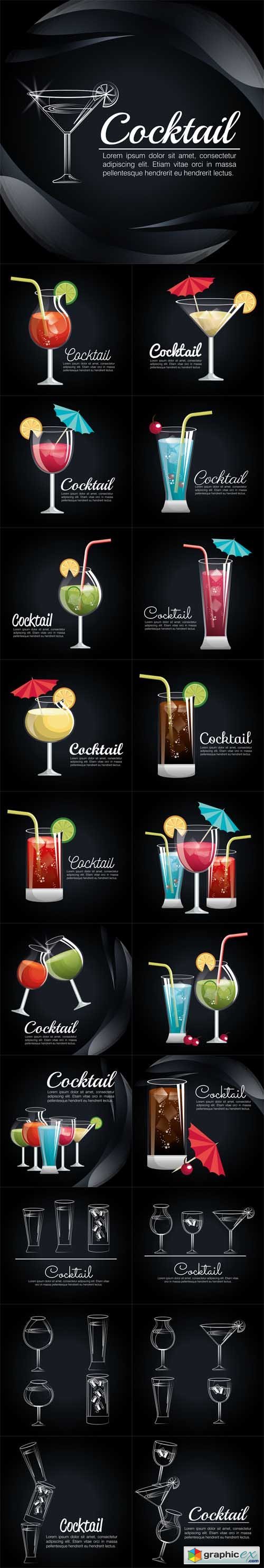 Cocktail Tropical Poster Bar Icon Illustration Design