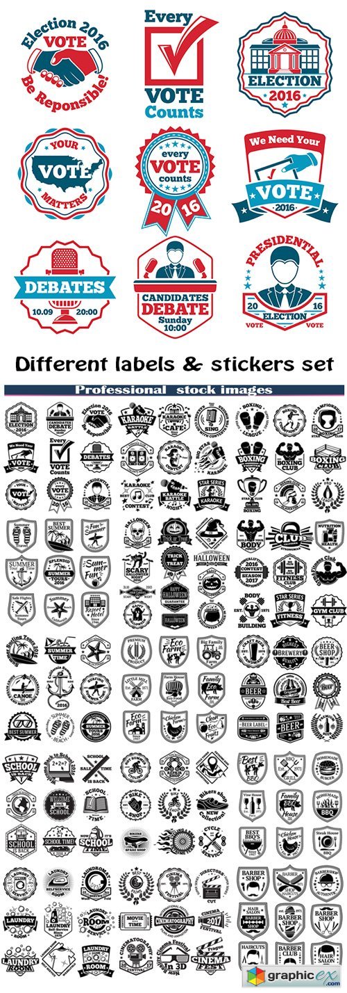 Different labels & stickers set