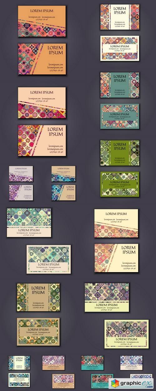 Business Card Design Template with Mandala Pattern