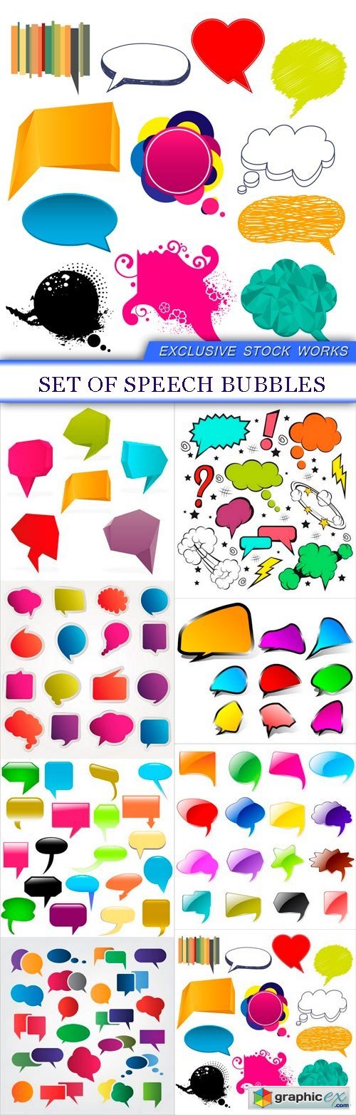 Set of speech bubbles 8X EPS