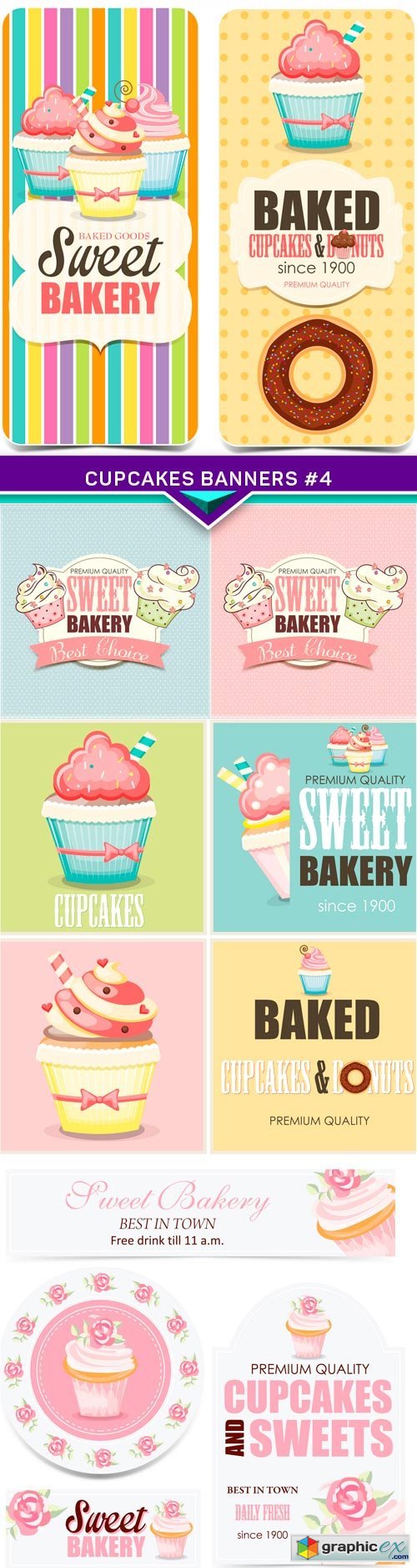 Cupcakes banners #4 5X EPS