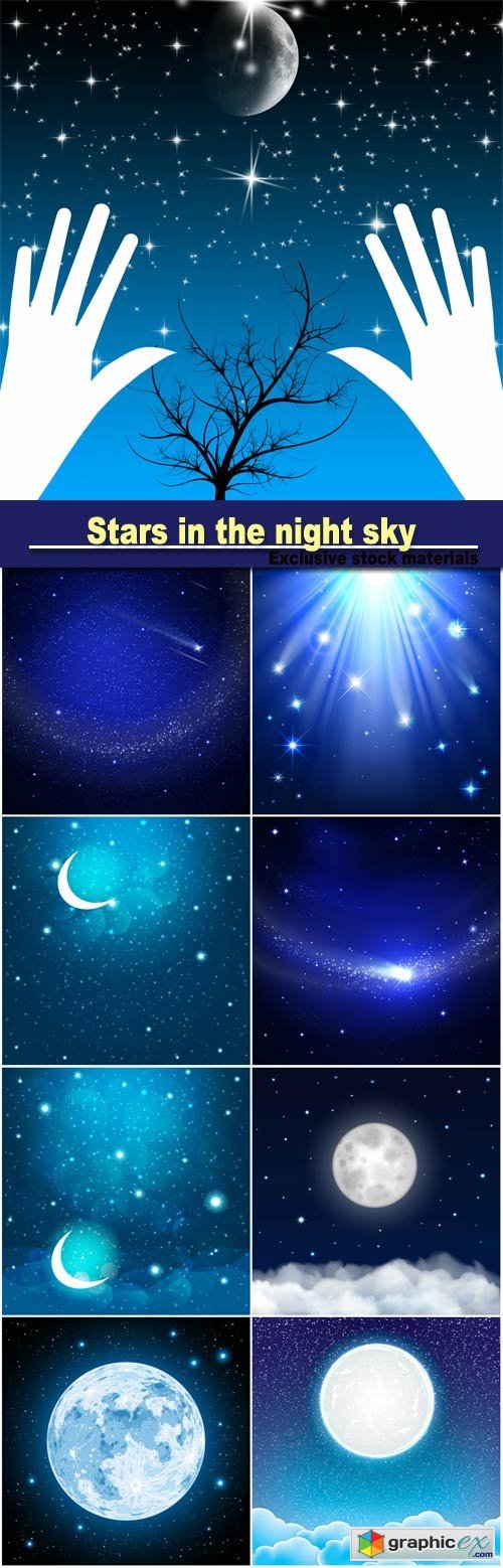 Cartoon stars in the night sky