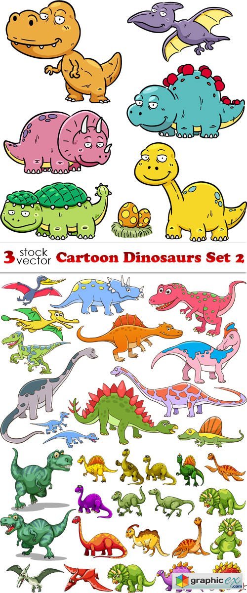 Cartoon Dinosaurs Set 2