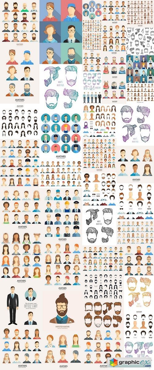 Hipster avatar and icons vector