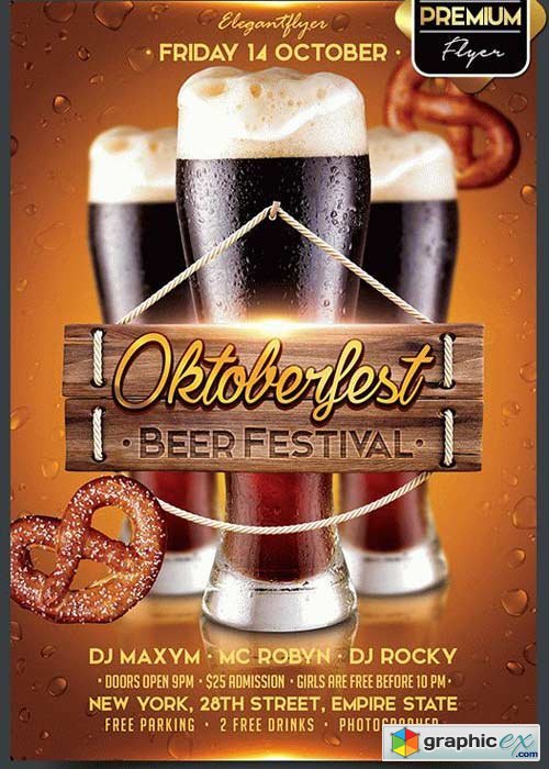 Oktoberfest Beer Festival V5 Flyer PSD Template + Facebook Cover