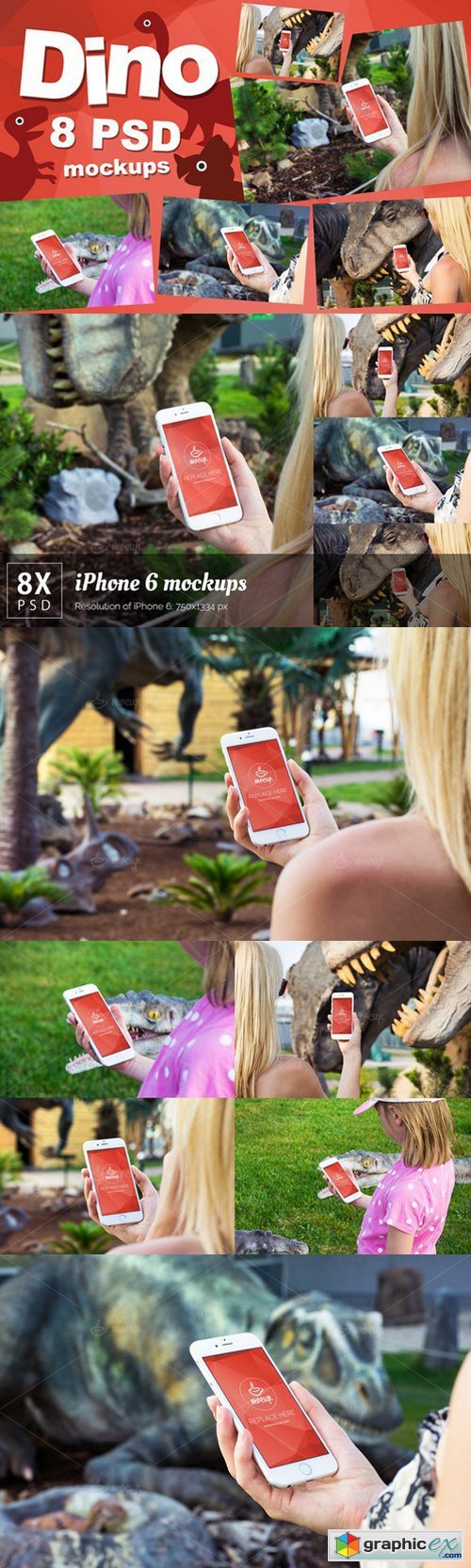 8 PSD iPhone 6 Mockups Dino
