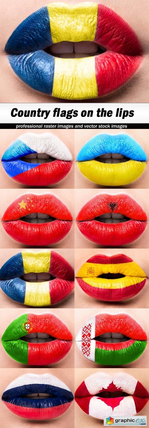 Country flags on the lips - 10 UHQ JPEG