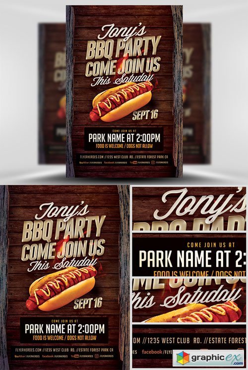 Tonys BBQ Party Flyer Template