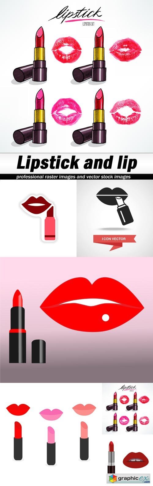 Lipstick and lip - 6 EPS