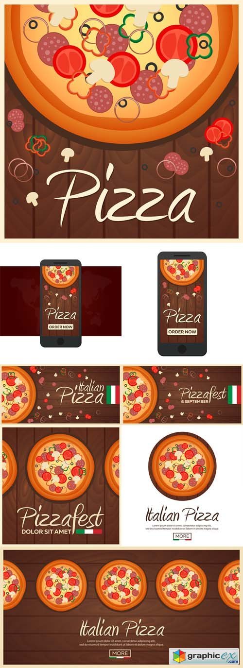 Italian Pizza Backgrounds Flat Design
