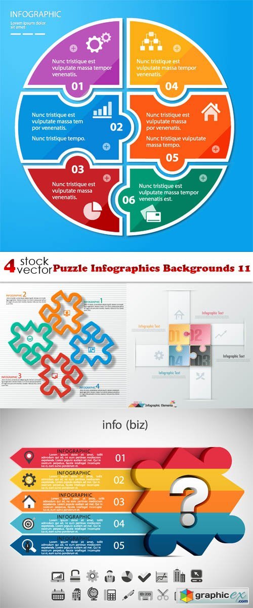 Puzzle Infographics Backgrounds 11