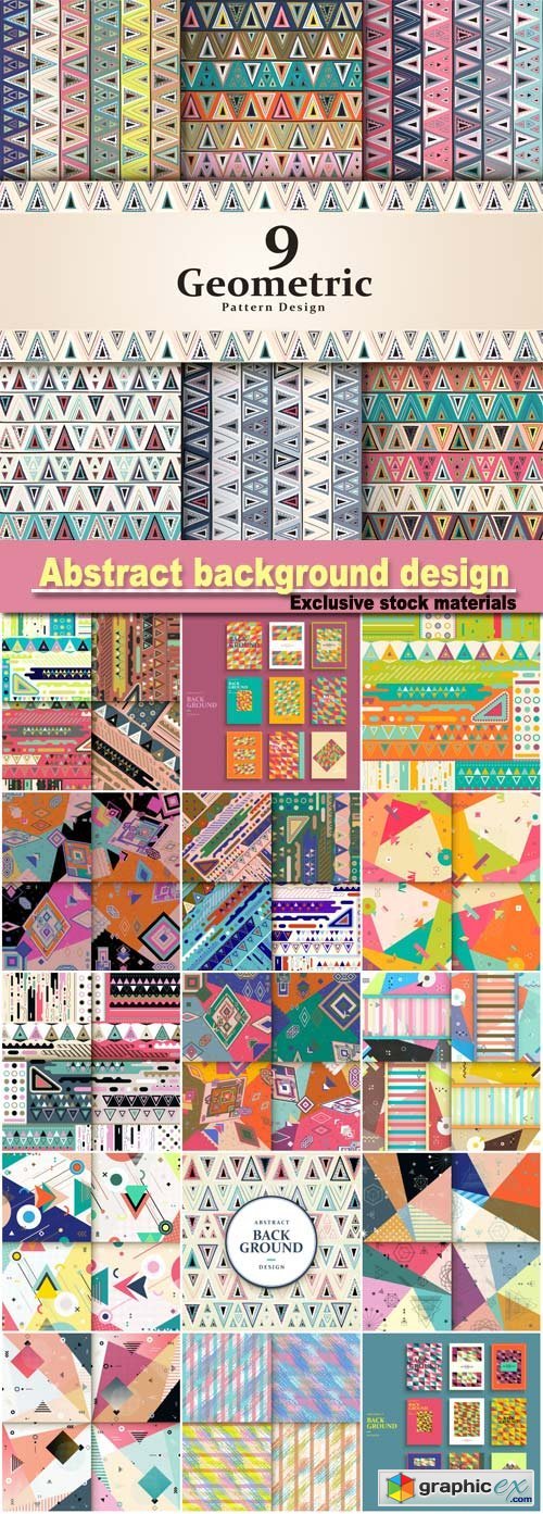 Abstract background design, pattern design set with colorful triangle elements