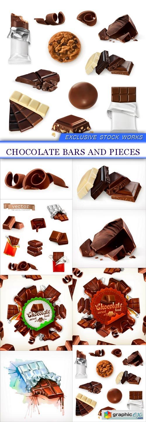 Chocolate bars and pieces 8X EPS