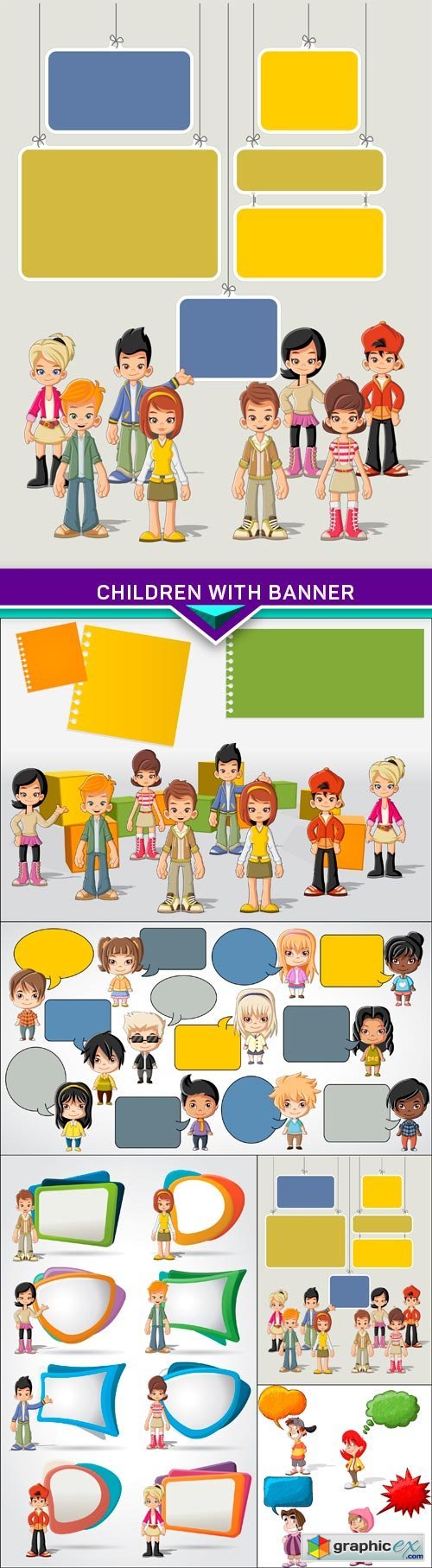 Children with banner 5X EPS