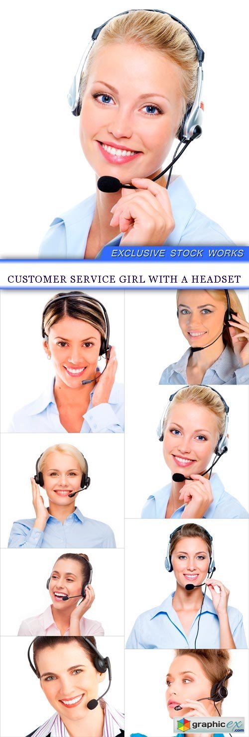 customer service girl with a headset 8X JPEG