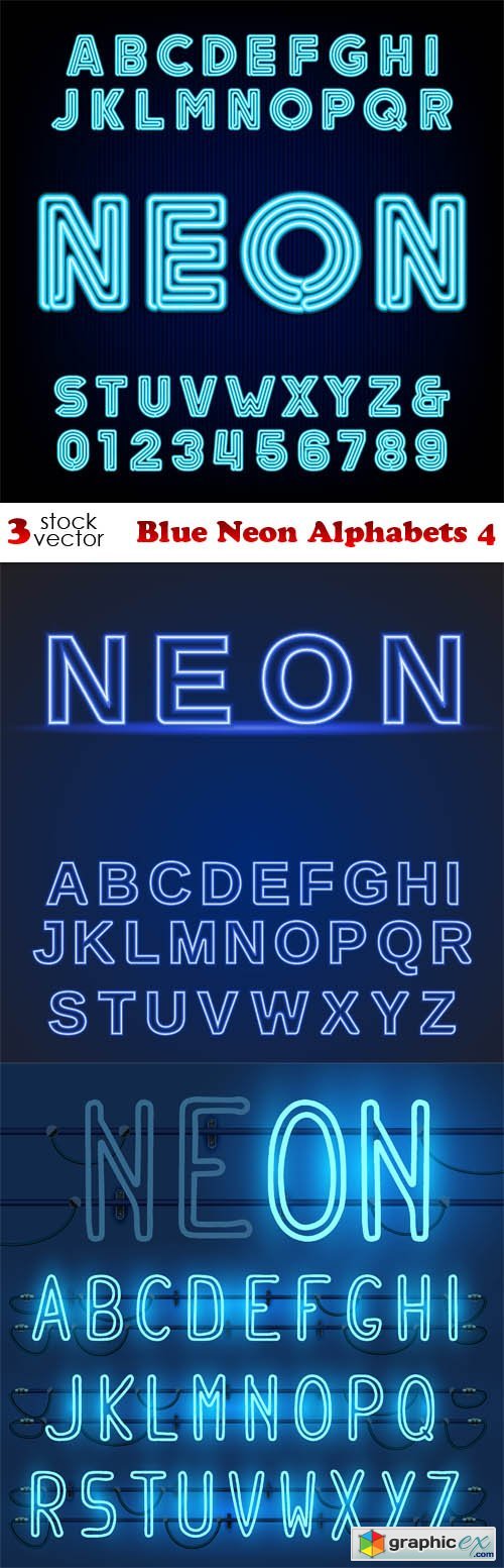 Blue Neon Alphabets 4
