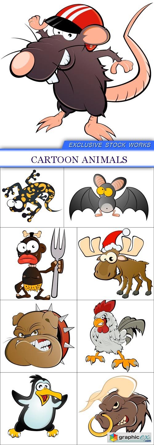 cartoon animals 9x EPS