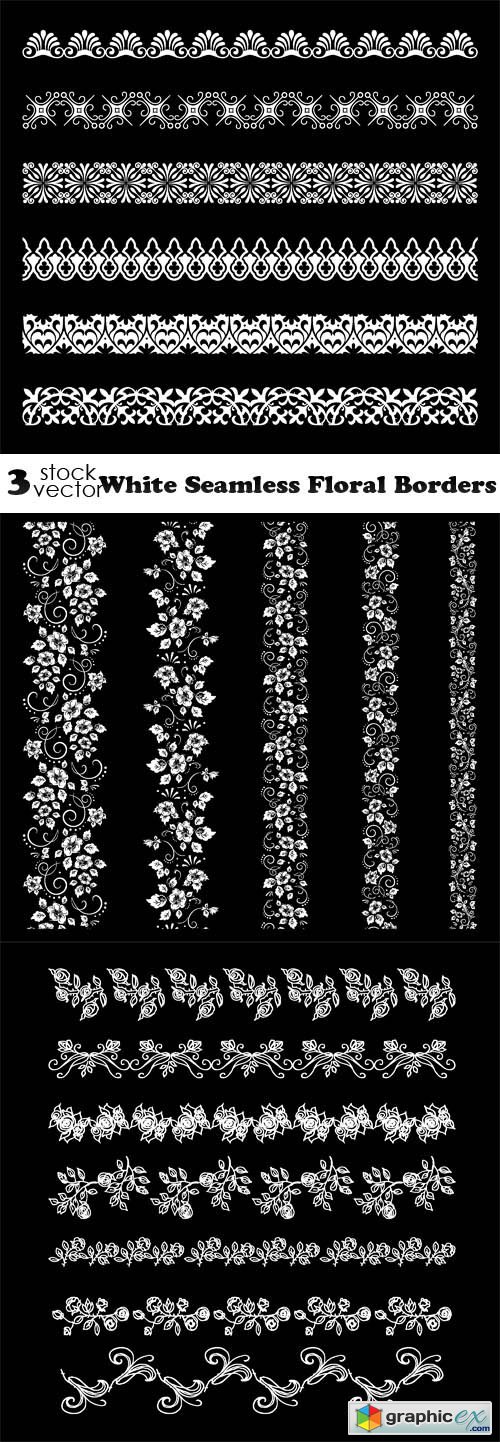 White Seamless Floral Borders