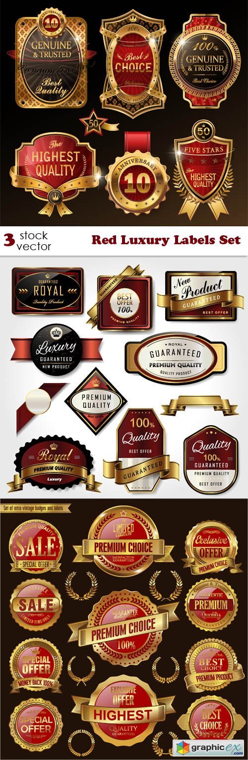Red Luxury Labels Set