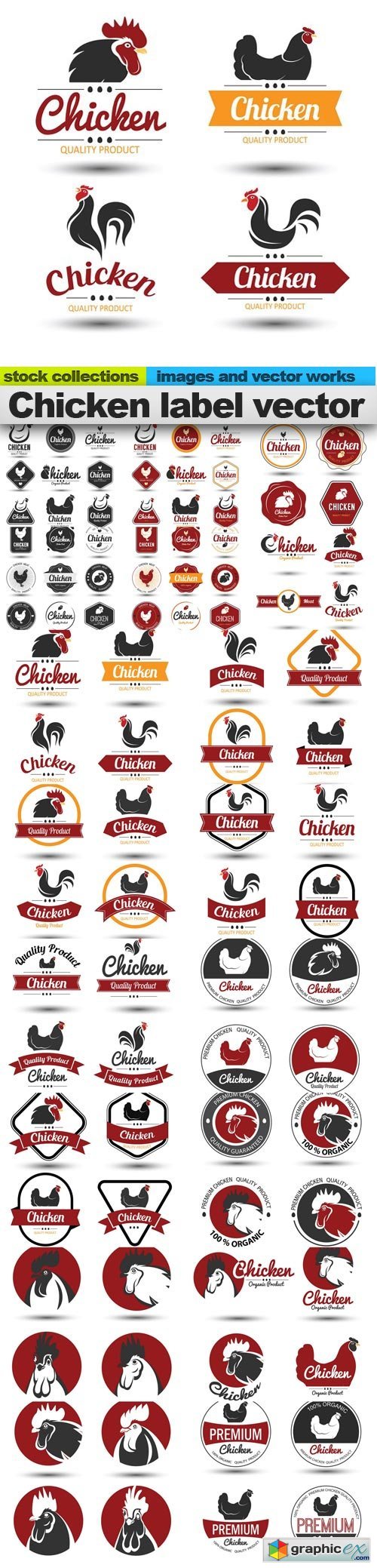 Chicken label vector, 18 X EPS