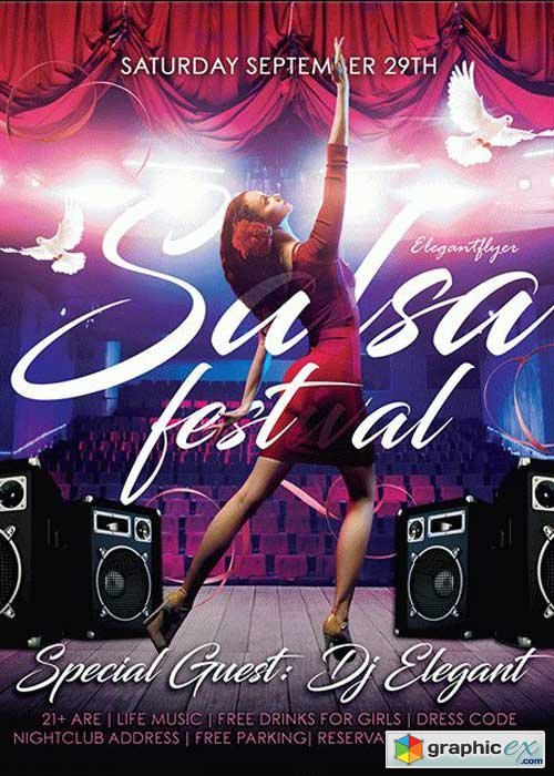 Salsa Festival V6 Flyer PSD Template + Facebook Cover