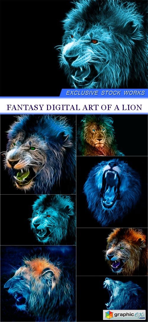 Fantasy digital art of a lion 7X JPEG