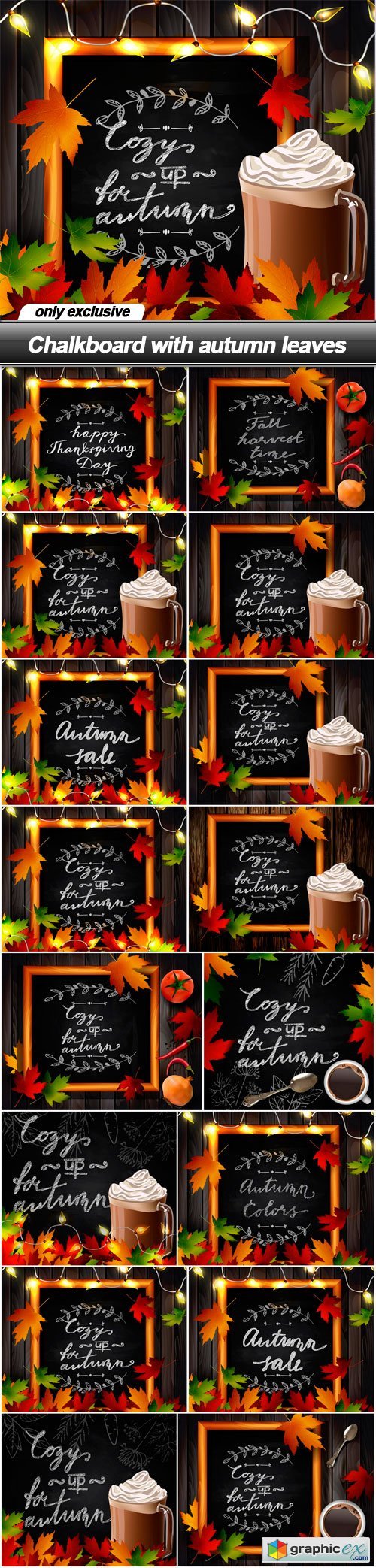Chalkboard with autumn leaves - 16 EPS