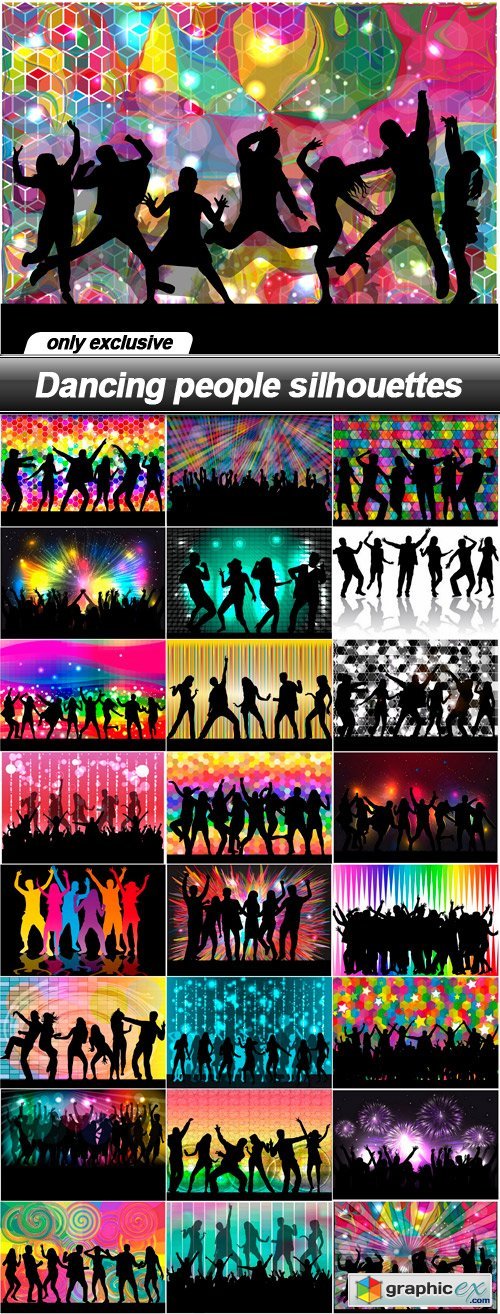 Dancing people silhouettes - 25 EPS