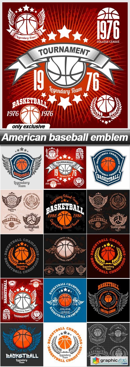 American baseball emblem - 15 EPS