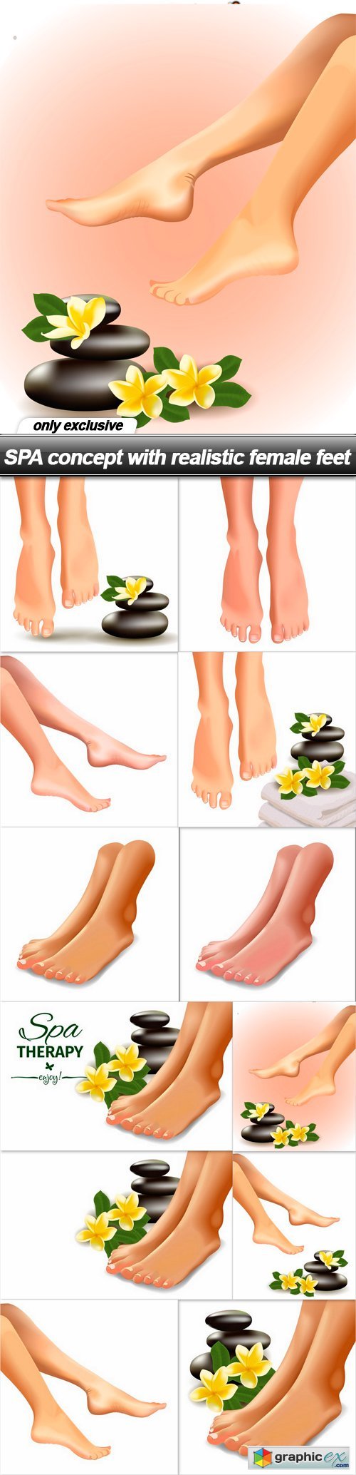 SPA concept with realistic female feet - 12 EPS