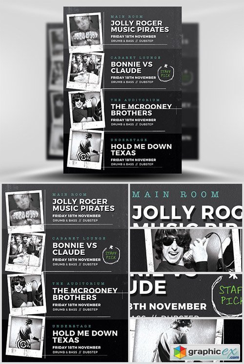 Indie Club Line Up Flyer Template