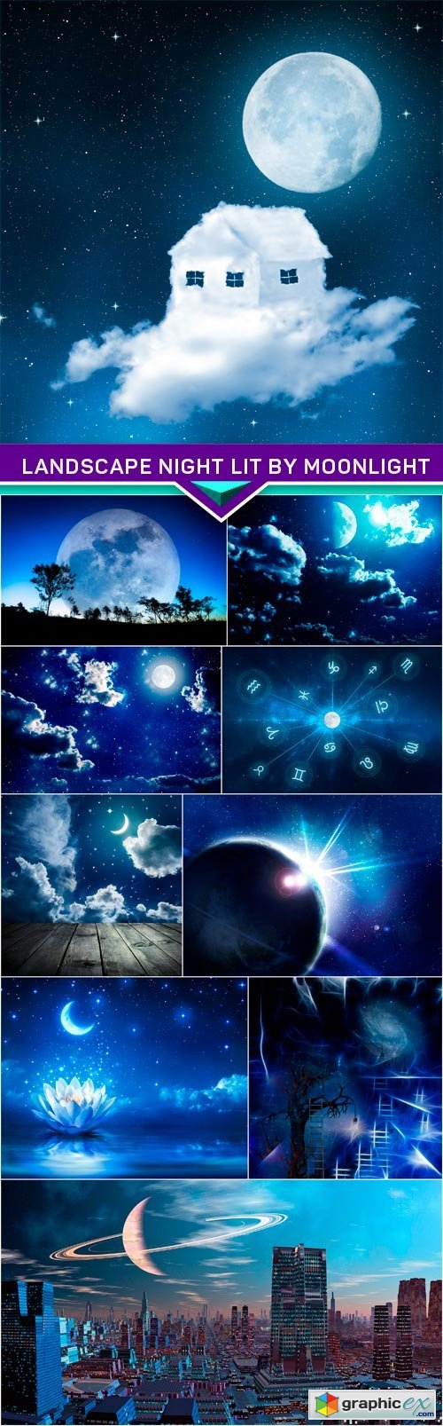 Landscape night lit by moonlight 10X JPEG