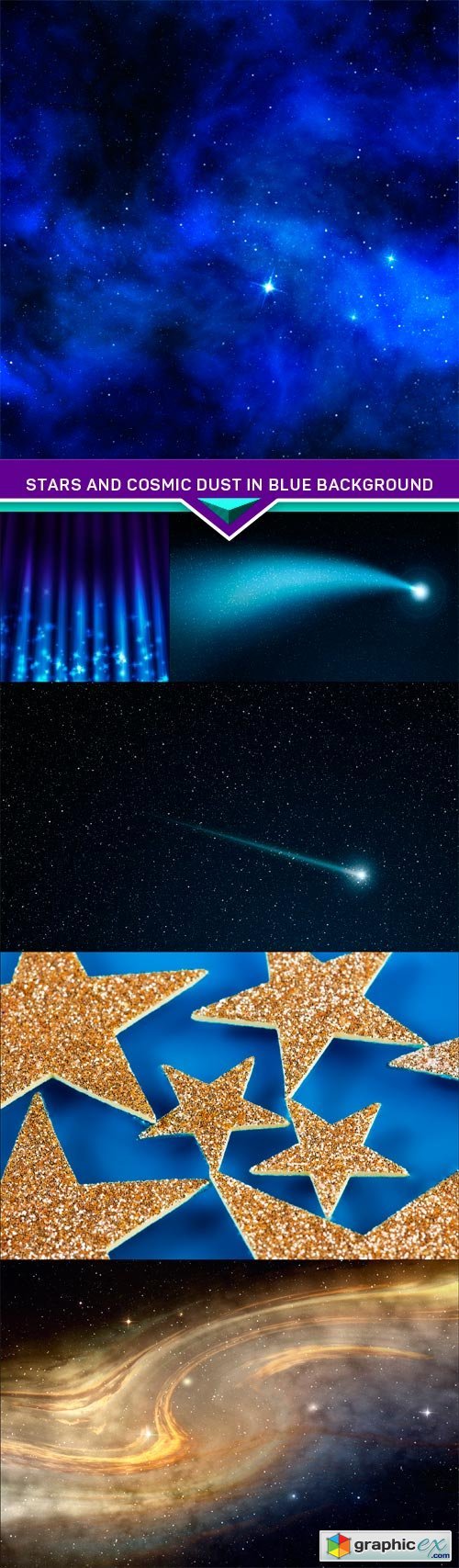Stars and cosmic dust in blue background 6X JPEG