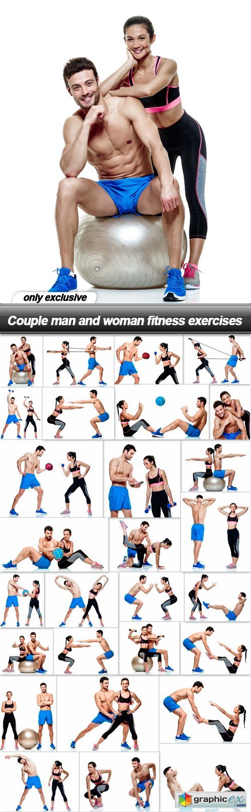 Couple man and woman fitness exercises - 28 UHQ JPEG