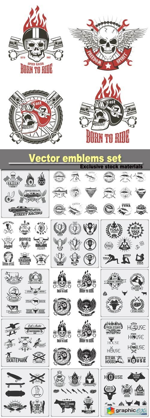 emblems set, design elements