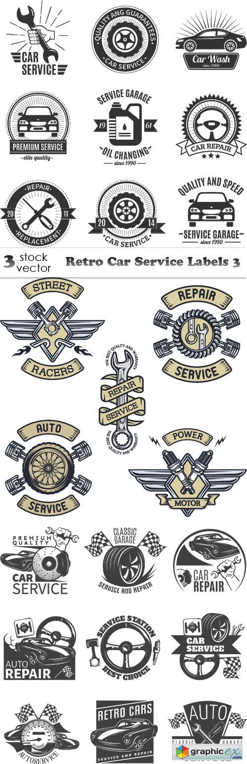 Retro Car Service Labels 3