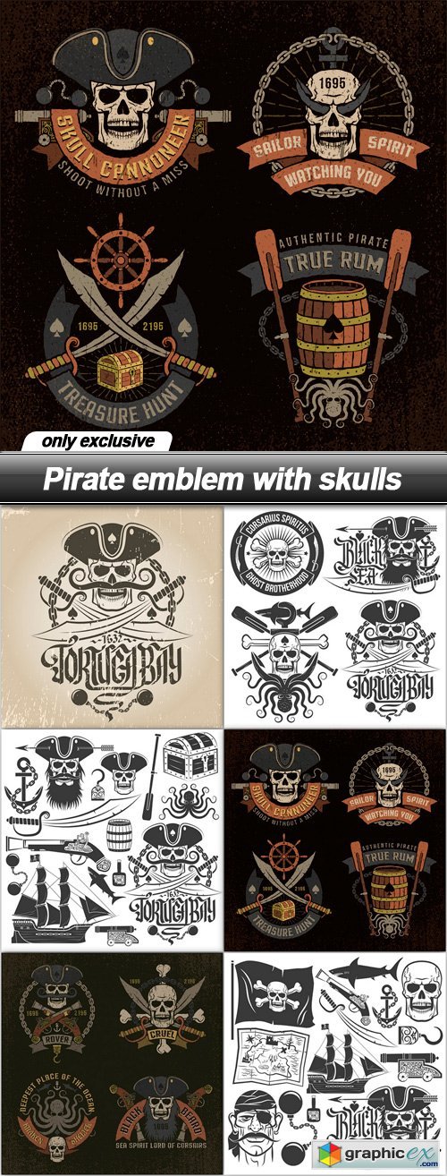 Pirate emblem with skulls - 6 EPS