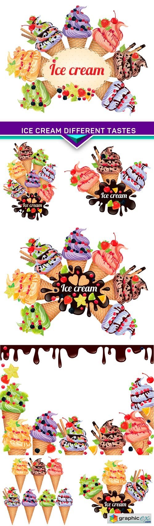 Ice cream different tastes 7X EPS