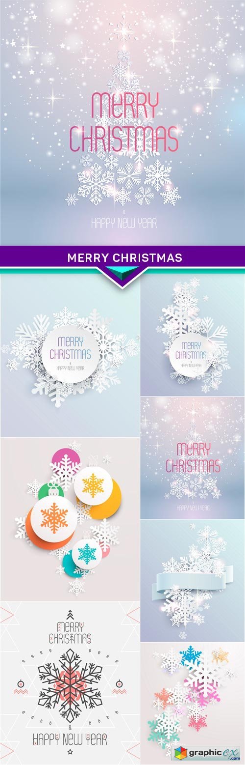 Merry Christmas background with snowflakes 7X EPS