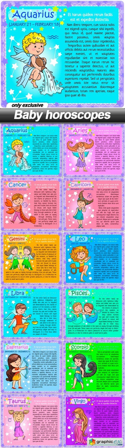 Baby horoscopes - 12 EPS