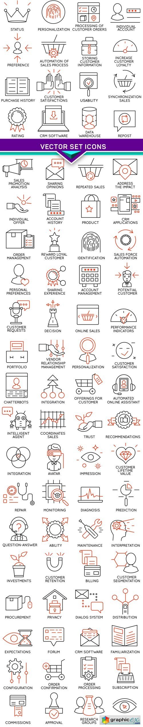 set icons related to business management 5X EPS