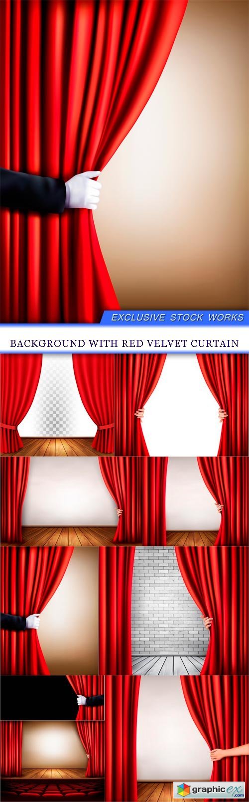 Background with red velvet curtain 9x EPS