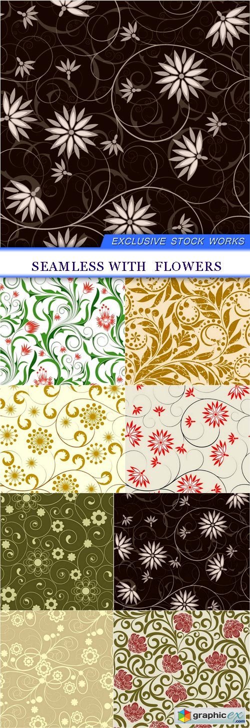 Seamless with flowers 8X EPS