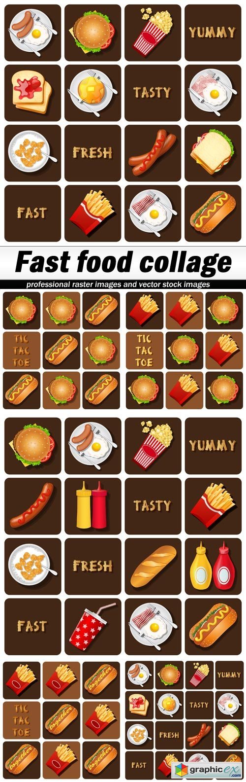 Fast food collage - 5 EPS