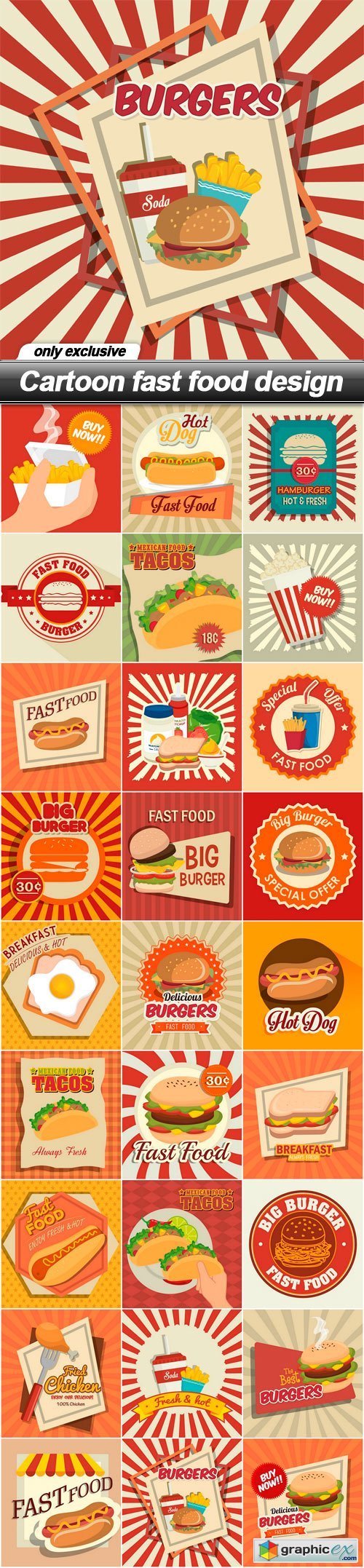Cartoon fast food design - 27 EPS