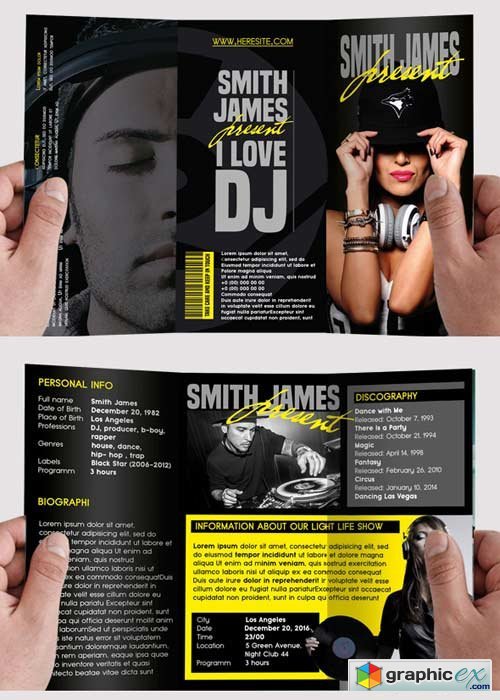 DJ Music V1 Tri-Fold Brochure PSD Template