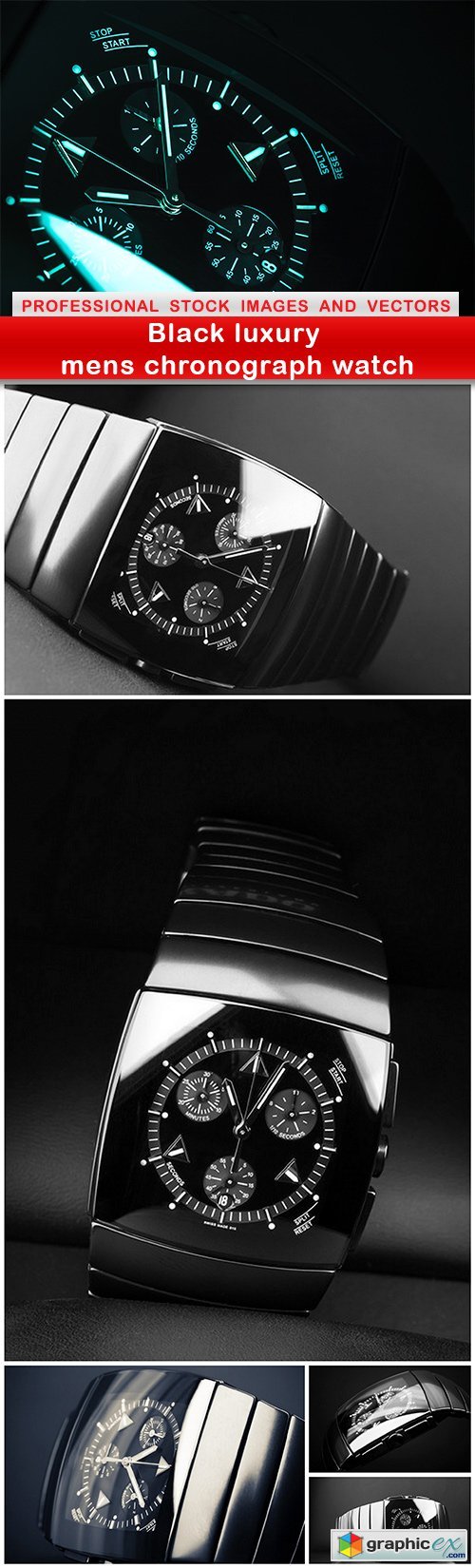 Black luxury mens chronograph watch - 6 UHQ JPEG