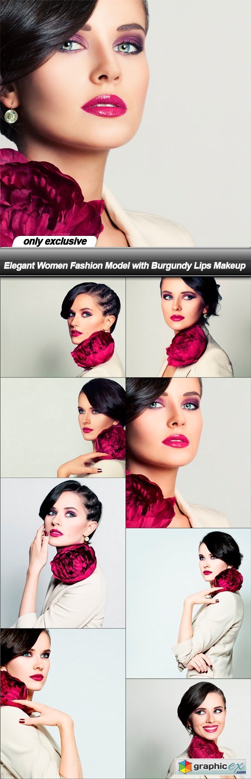 Elegant Women Fashion Model with Burgundy Lips Makeup - 8 UHQ JPEG
