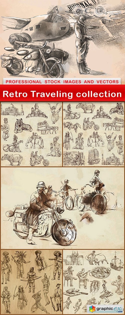 Retro Traveling collection - 6 UHQ JPEG